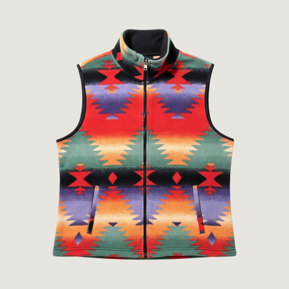 Chaps Jackets & Blazers - NWT Chaps Southwestern Aztec Multi Color Full Zip Petite XL Fleece Vest Vacation